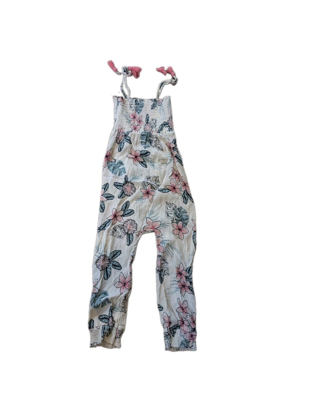 Girl's Size 4T Jessica Simpson Romper Floral Print Cream Melon Teal